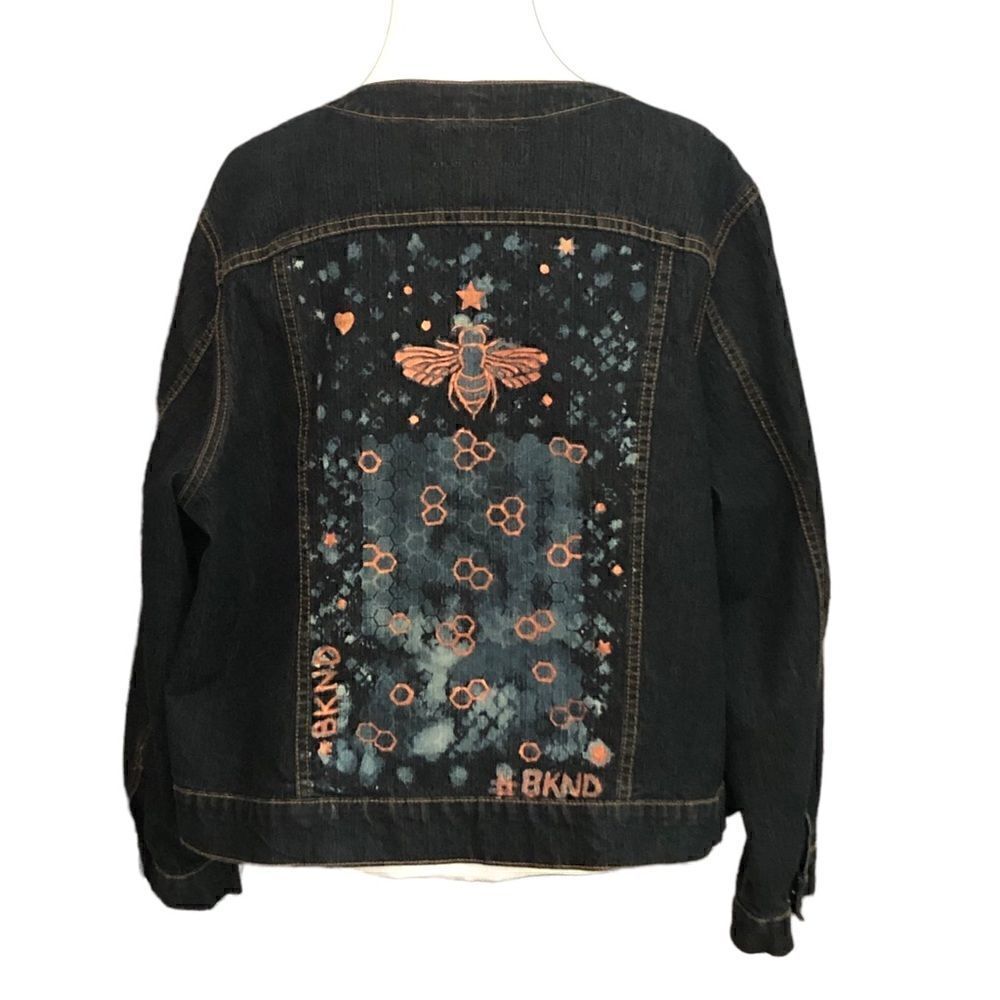 Denim Jacket Be Kind Custom Back Panel - 1XL - Like New Condition Urban flair - Picture 8 of 14